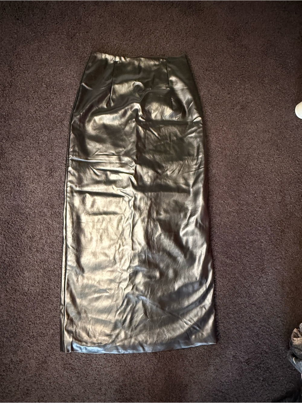 SHEIN Black Faux Leather Midi Pencil Skirt